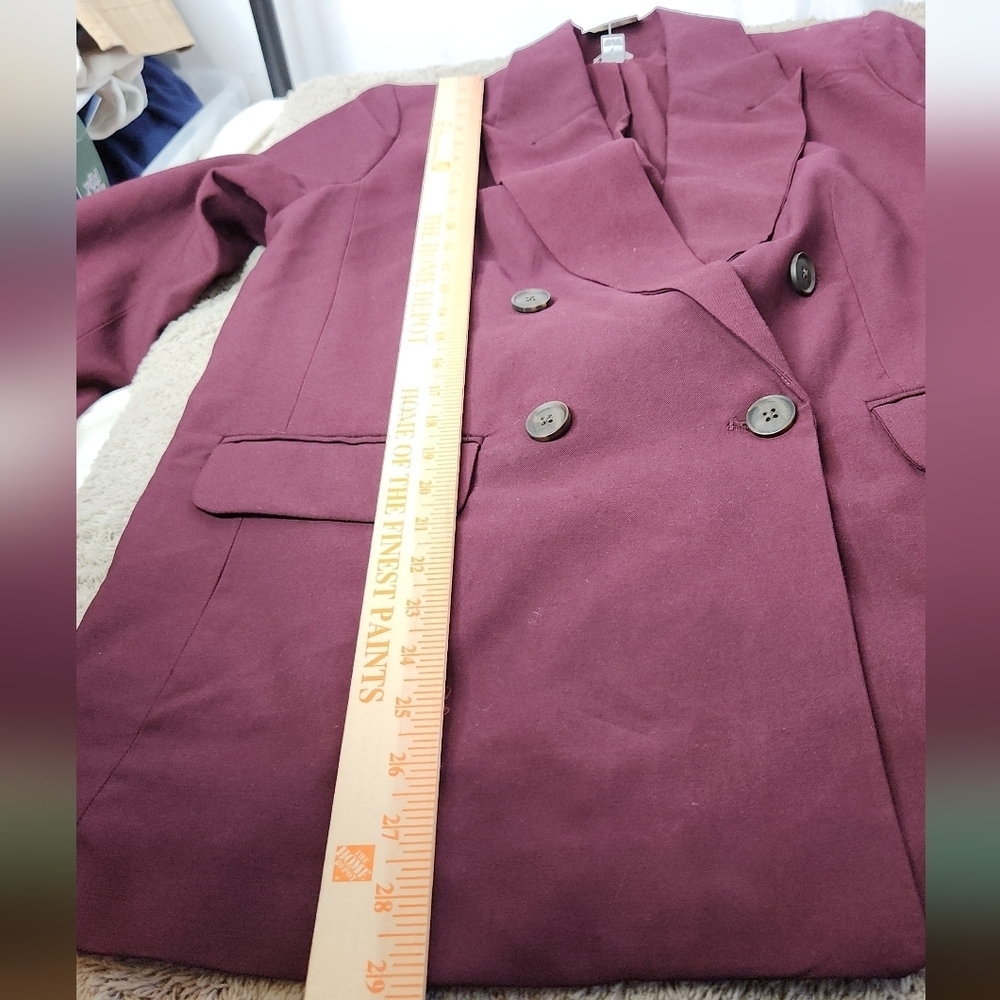 Women's Double Breasted Blazer - A New Day Burgundy S - Picture 5 of 12